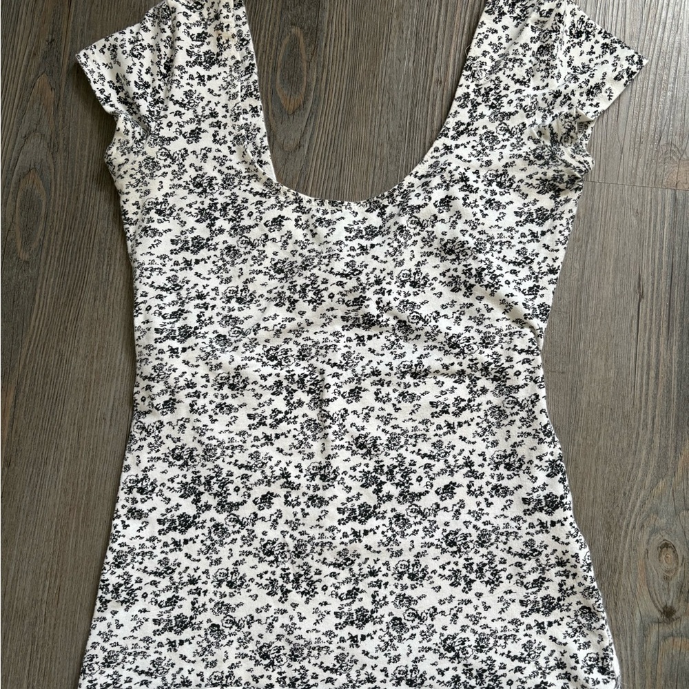 Garage Black and White Fitted Bodysuit
